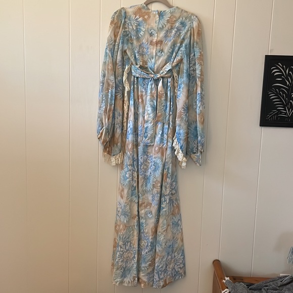 Vintage 70’s floral hippie dress amazing whimsical print, breathable cotton,Lace - Picture 6 of 7